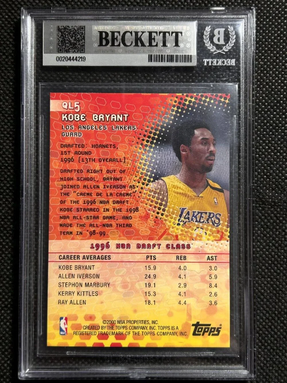 2000-01 Topps Quantum Leaps Kobe Bryant #QL5 BGS 8 NM-MINT Lakers HOF